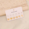Versatile European and American ins style 6pairs heart-shaped butterfly earrings, rhinestone eyes, stainless steel stud earrings, fashionable and high-end titanium steel jewelry details Picture